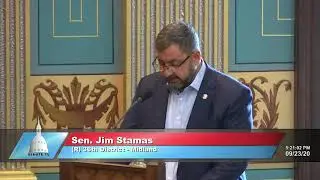 Sen. Stamas addresses the Senate in support of FY2021 budget