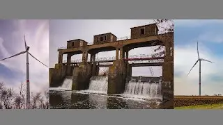 Ветряная электростанция и плотина, велопрогулка в поселок Ясногорка  