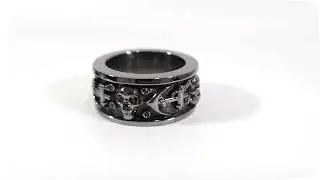 Anchor Skull Band For Men Blue Sapphire Gothic Skull Wedding Band