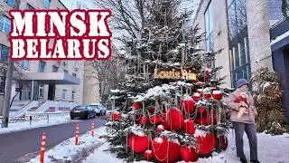 Минск 4K | Настоящая зима. Город в снегу. Прогулка по Минску после праздника.