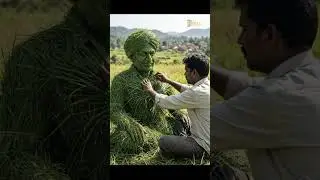 Viral grass statue of Dr. Rajkumar