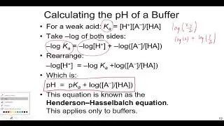 pH of a Buffer Lecture - Henderson Hasselbalch Equation