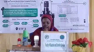 MSSN-UDUS LIVE STREAMING : RUQAYYA NASIR: 10HIZB: EDUCATION AND EXTENSION SERVICE