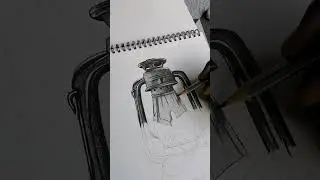 How to draw hyper realistic oil lamp drawing ✍🏻😱 #shorts #oillamp #drawing #art