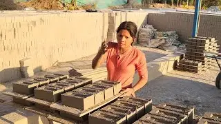 Fly Ash Bricks Making Process In Village Area With Village Staff Labours | ASMR Video Content 