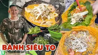 Giòn ngon BÁNH XÈO CỦ HỦ DỪA miền Tây khổng lồ, quán nép mình trong chợ mà khách nào cũng biết
