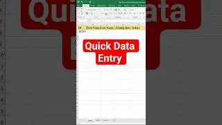 Quick Data Entry in Excel | Smart Excel Trick #excelshorts #ytshorts #excel  #exceltipstricks