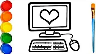 How to Draw the Computer 🖥 and Rainbow Colors for kids #computerdrawing #computerdraw