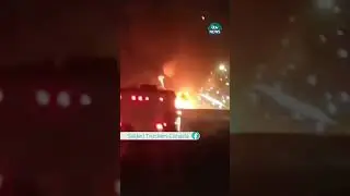 Drivers treated to accidental firework display after crash  #itvnews #news #fireworks #canada