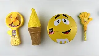 💛 Yellow Candy Party! M&M&rsquo;s Tin, Ice Cream Toy, Fan Candy & Clap Hand ASMR