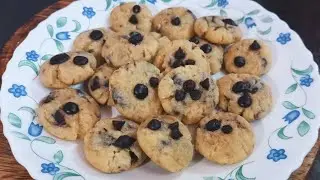 Mini Chocolate Chip Cookie without Oven|Eggless choco chip Cookies recipe