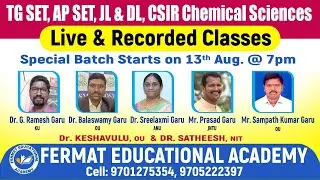 CHEMICAL SCIENCE|INORGANIC CHEMISTRY|AP SET|TG SET|JL AND DL|CFT BY DR. BALA SWAMY|FERMAT ACADEMY