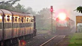 Burning FIRE BALL on Head || 22414 MADGAON RAJDHANI Crossing 12134 MANGALURU SF Express !!