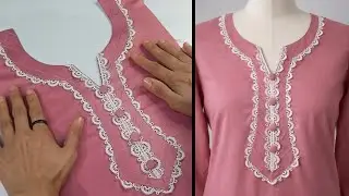 Pintex Fabric Patti Neck Design Cutting&Stitching2026||Latest Neck Design with lace by amnakastudio