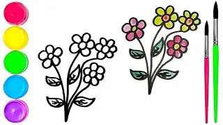 How To Draw  cute Flower Drawing, Painting & water Coloring For Kids and Toddlers_🌈🎨