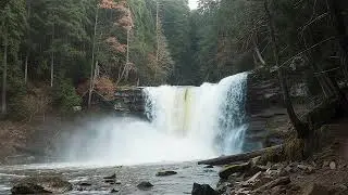 Calm Waterfall in Forest | Waterfall with Sound | Ambiance for Restful Sleep Relaxing Nature Sounds