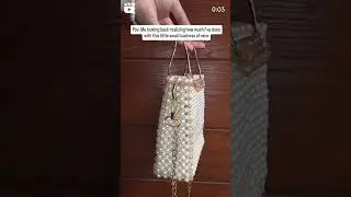 Alhumdulillah! Pearl beaded bag with kitty handle and crystal borders