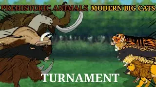 Prehistoric animals vs modern big cats turnament animation&mdash;all animation #dc2 #drowingcartoon2
