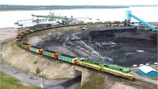 Awesome 4K View! Sydney Coal Railway Train SCR 228 East Departing Sydney, NS Coal Loading Terminal