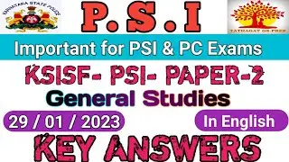 KSISF PSI Key Answers 2023| KSISF question and Answers | PSI key answers Today's Exam 29/01/2023