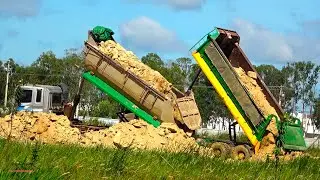 operating heavy machinery dumper truck bulldozer working