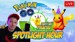 Shiny Party Hat Pikachu Spotlight Hour Live | Pokemon