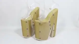 Sorbern Wooden Style Heels Transparent Pvc Slingback Women Sandals Block Heels 25Cm