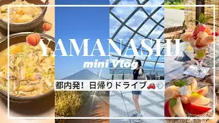 【Vlog】山梨プチ旅行🍑日帰りで癒されたい人必見🚗！家族連れにも🧑&zwj;🧑&zwj;🧒絶品グルメと映え自然スポット紹介🌳