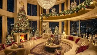 Firelight Reflections in a Quiet Apartment | Slow Piano and Snowfall Ambience
