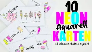 10 NEON-Karten mit Aquarellfarben von Schmincke