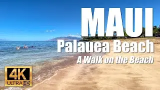 Take a walk through ocean surf rolling to shore at Palauea Beach in Makena, Maui, Hawaii 4k