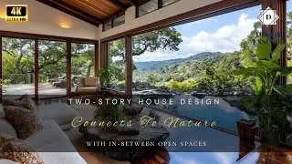 Two-Story House Design Seamlessly Connects to Nature with Open Spaces in Between for Fresh Air