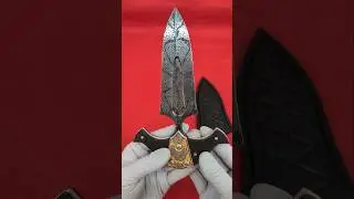 Engraved Mosaic Damascus Push Dagger with Carbon Fiber by Andrew Meers, M.S.