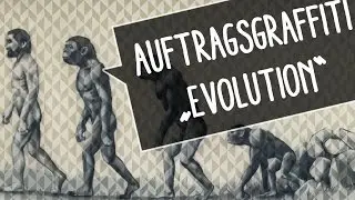Auftragsgraffiti Evolution des Radfahrers