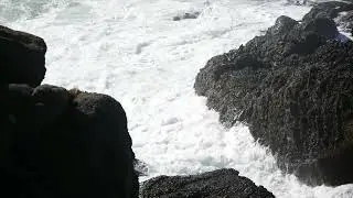 Breaking surf at Pigeon Point Lighthouse
