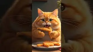 A cat is eating a fish fry #ai #cat #shorts