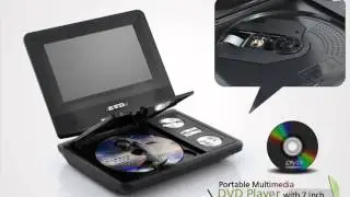 $52.01  Portable Multimedia DVD Player with 7 Inch Swivel Screen and Copy Function