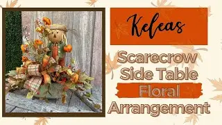 DIY home decor: Scarecrow Side Table Floral Arrangement for fall
