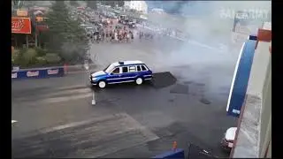 Melted Road Cracked by Blue Hearse