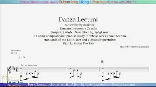 For Classical Guitar with TABs - Ernesto Lecuona - Danza Lecumi