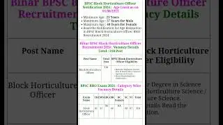 Bihar BPSC Block Horticulture Officer Recruitment 2024 Apply Online for 318 Post #bpsc
