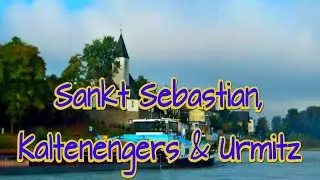 Sankt Sebastian, Kaltenengers en Urmitz langs de Rijn in Duitsland voorbij varen, in HD