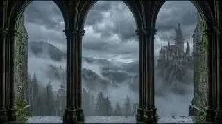 Castle Window Rain Ambience | Medieval View for Wall Projection