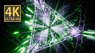 Abstract Background Video 4k Screensaver TV Green Purple Triangle Tunnel Flames VJ LOOP NEON Calm