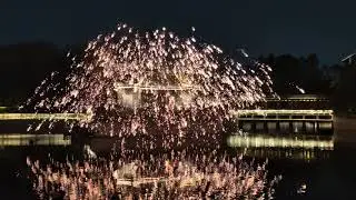Firework show in Guangzhou, China at 岭南印象园