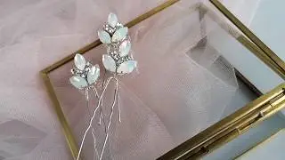 Bridal hair pins with opal Headpiece for wedding Opal bobby pins Bridesmaids hair pins