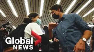 Canada election: Trudeau meets supporters in Montreal after winning minority government