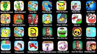 Spranky Survival, Save Him,Draw to Smash,Draw One Missing Part,Boom Stick, Count Master, subway surf