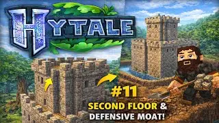 Hytale Journey #11 – Second Floor Complete, Battlements Design & Digging a Defensive Moat | The genM