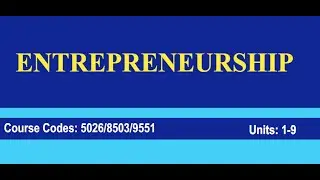 Unit 1, Entrepreneurial Process, Course Entrepreneurship, Code 8424, 5026/8503/9551, AIOU
